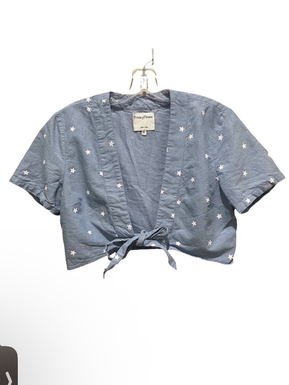 Privacy Please Star Print Crop Top Blue White Size‎ Medium